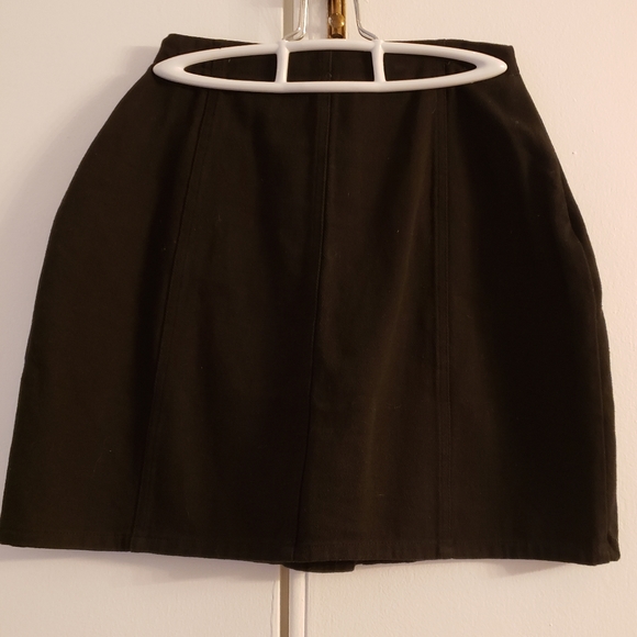 Black Jean Button Up Mini Skirt - Picture 2 of 3